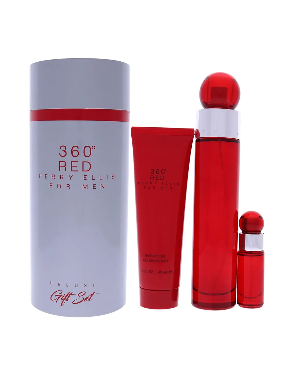 Estuche Perry Ellis 360 Red Hombre Cilindro EDT 3Pz Perfume / Perfume Mini / Gel De Ducha