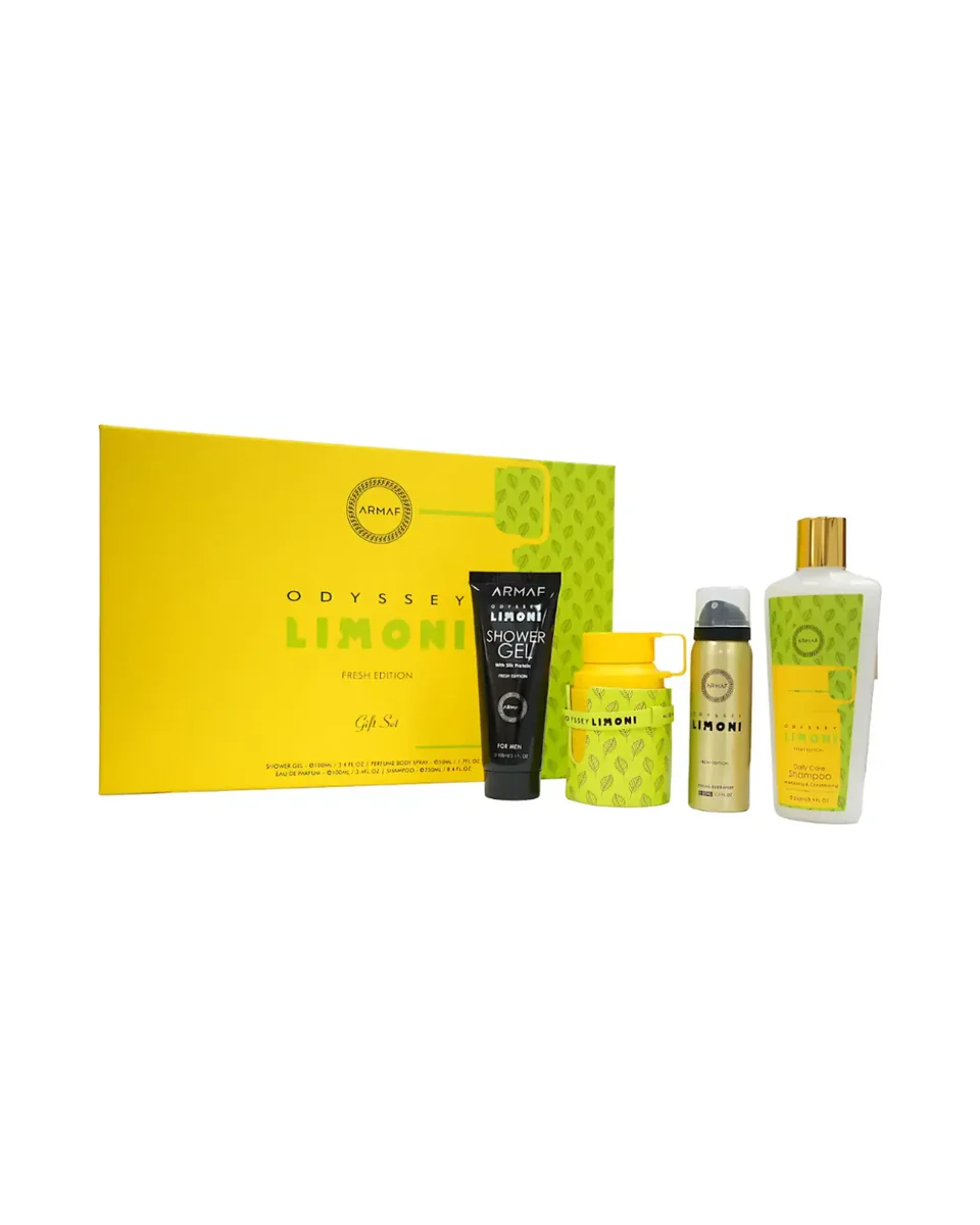 Estuche Armaf Odyssey Limoni Hombre EDP 4Pz Perfume 100ml / Gel De Ducha / Aerosol / Shampoo