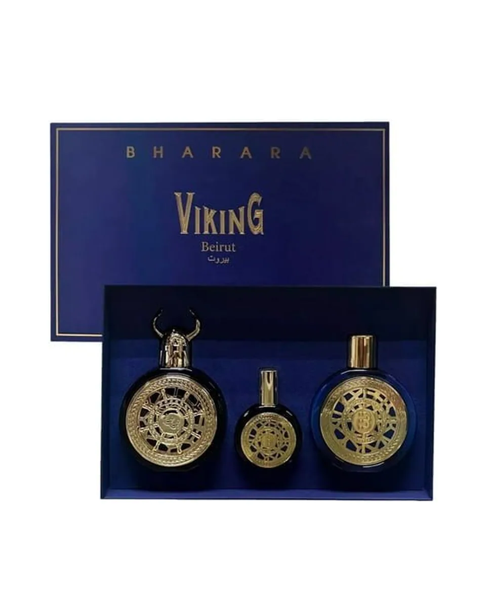 Estuche Bharara Viking Beirut Hombre EDP 3Pz Perfume 100ml / Perfume Mini 30ml / Crema Corporal