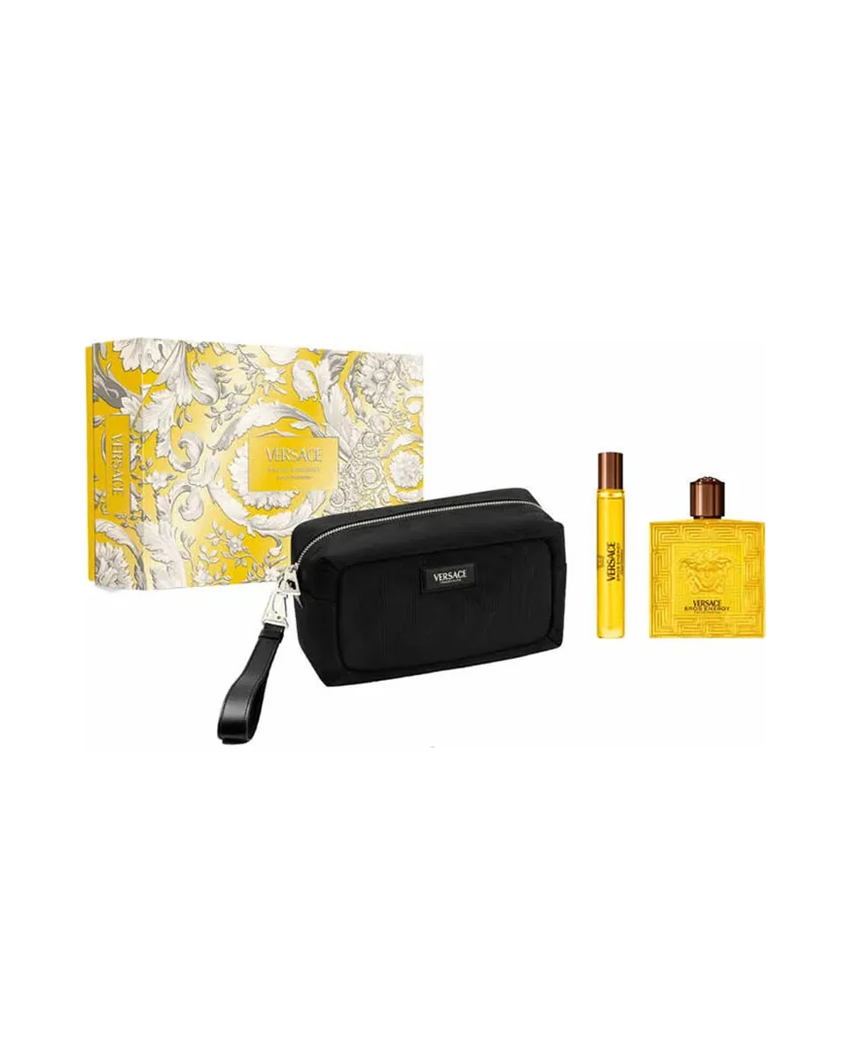 Estuche Versace Eros Energy Hombre EDT 3PZ Perfume 100ml + Mini 15ml +Bolso