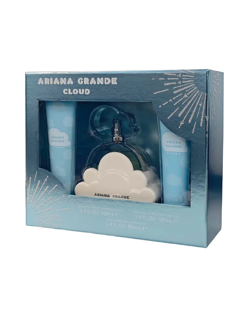 Estuche Ariana Grande Cloud Mujer 3PZ Perfume 100ML/ Body Splash 120ML /Crema 100ML
