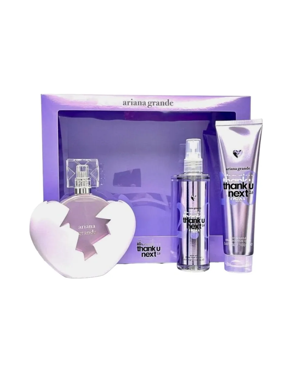 Estuche Ariana Grande Thank u next 2.0 Mujer 3 Pz Perfume 100ML + Crema 100ML + Body Mist 120ML
