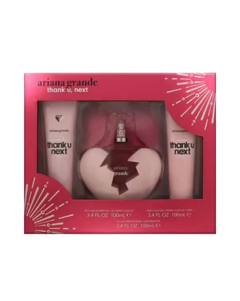 Estuche Ariana Grande Thank u next Mujer EDP 3Pz Perfume 100 ml / Gel De Ducha / Crema Corporal