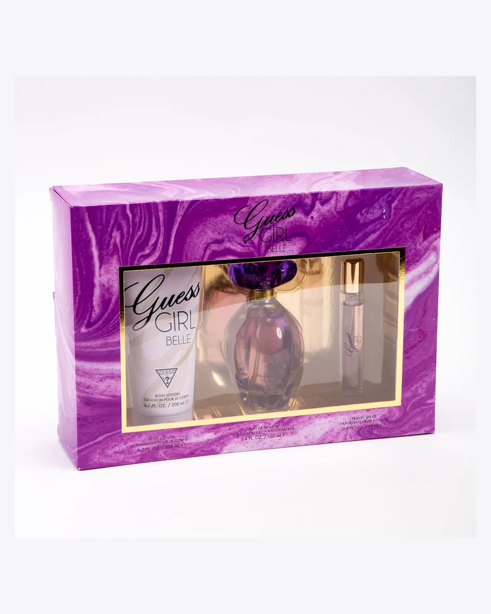 Estuche Guess Girl Belle Mujer EDT 3Pz Perfume 100ml / Perfume Mini 15ml / Crema Corporal