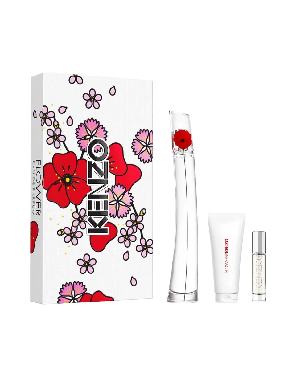 Estuche Kenzo Flower By Kenzo Mujer EDP 3Pz Perfume 100ml / Perfume Mini / Crema Corporal