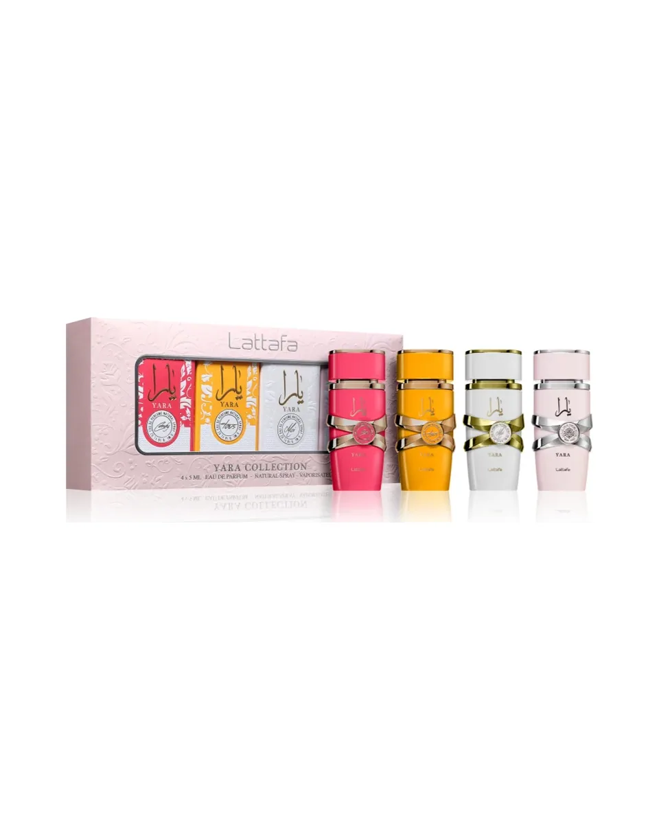 Estuche Lattafa Miniatura By Yara Mujer EDP 4Pz Yara 5ml / Yara Tous 5ml / Yara Candy 5ml / Yara Moi 5ml
