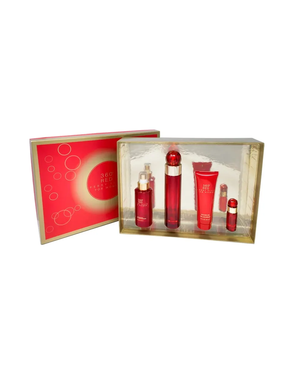 Estuche Perry Ellis 360 Red Mujer EDP 4PZ Perfume / Perfume Mini / Gel De Ducha / Splash Mist