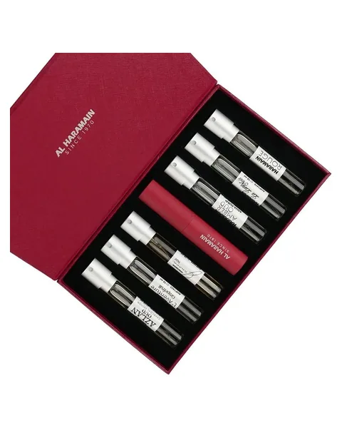 Estuche Al Haramain Miniatura Hombre 5Pz Azlan Oud/Junoon Noir/La Lune Noir/Aventure Grapefruit/Aqua Dubai/Rouge French X 10ML c/u