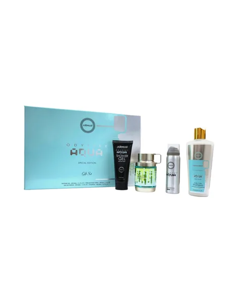 Estuche Armaf Odyssey Aqua Hombre EDP 4Pz Perfume 100ml / Gel De Ducha / Aerosol / Shampoo