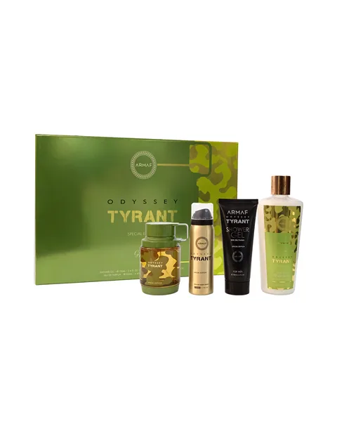 Estuche Armaf Odyssey Tyrant Hombre EDP 4 pz Gel de baño 100ml/Spray 50ml/Perfume 100ml/Shampoo 250ml