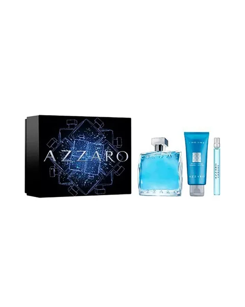 Estuche Azzaro Chrome Hombre EDT 3Pz Perfume 100ml / Aerosol 100ml / Gel De Ducha 75ml