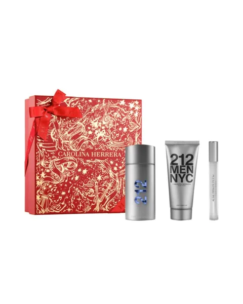 Estuche Carolina Herrera 212 Men NYC 3 Piezas Perfume 100ml + Mini 10ml + Balsamo Pos Afeitado