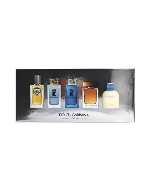 Estuche Dolce Gabbana Miniatura Hombre Edp 5Pz Devotion + King Edt + King Edt + The One + Light Blue 5ml C/U