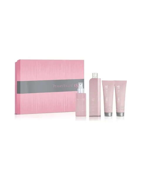 Estuche Perry Ellis 18 Mujer EDP 4PZ Perfume / Perfume Mini / Gel De Ducha / Splash Mist
