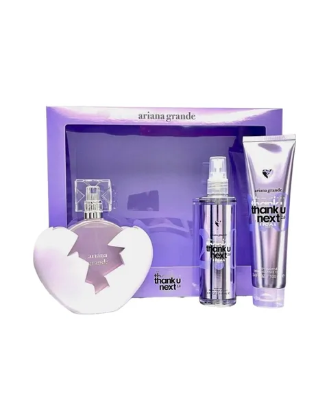 Estuche Ariana Grande Thank u next 2.0 Mujer 3 Pz Perfume 100ML + Crema 100ML + Body Mist 120ML