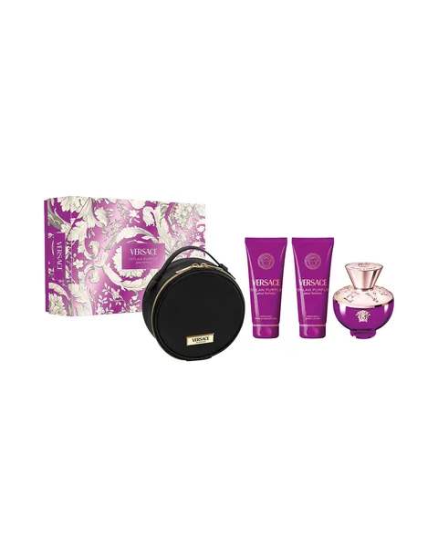 Estuche Versace Dylan Purple Mujer EDP 4Pz Perfume 100ml / Gel De Ducha / Crema Corporal / Cosmetiquera