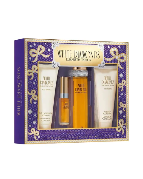 Estuche Elizabeth Taylor White Diamonds Mujer EDT 4Pz Perfume 100ml / Mini 15ml / Crema Corporal + Gel De Ducha
