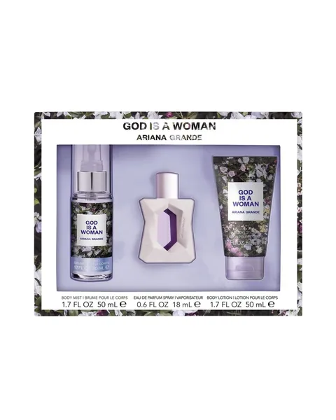 Estuche Ariana Grande God is a Woman Mujer EDP 3Pz Perfume 100 ml / Splash Mist / Crema Corporal