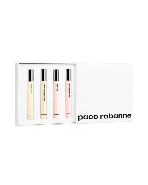 Estuche Paco Rabanne Miniatura Mujer 4Pz Lady million 10ml / Lady Million fabulous 10ml / Olympea 10ml / Olympea Blossom 10ml