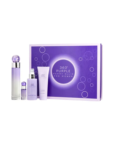 Estuche Perry Ellis 360 Purple Mujer EDP 4PZ Perfume / Perfume Mini / Gel De Ducha / Splash Mist