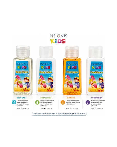 Estuche INSINGS KID Niño Miniatura 4Pz Acondicionador/Shampoo/Gel Ducha/Crema Corporal